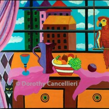 Parrot and Cat in the Dining Room