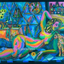 Reclining Nude with Cat